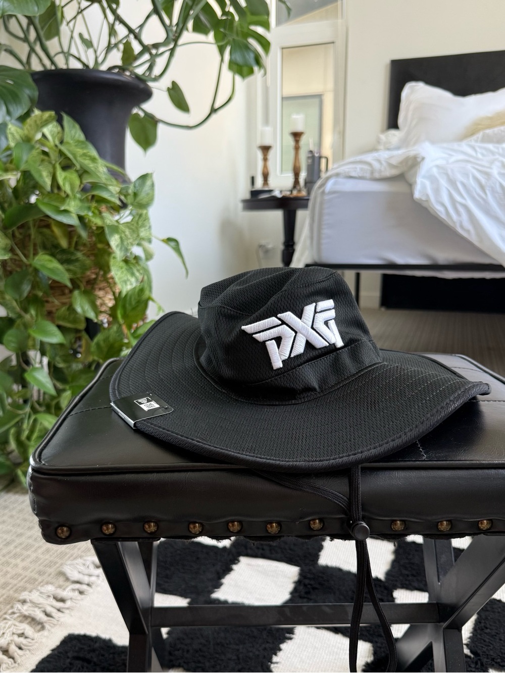 PXG Black Wide-Brim Sun Hat with White Logo